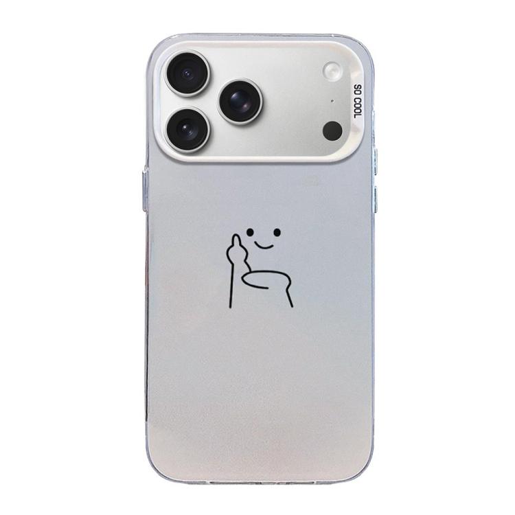 For iPhone 17 Pro Little Man Gestures Colored Silver Frosted PC Hybrid TPU Phone Case(Petty People Despise)