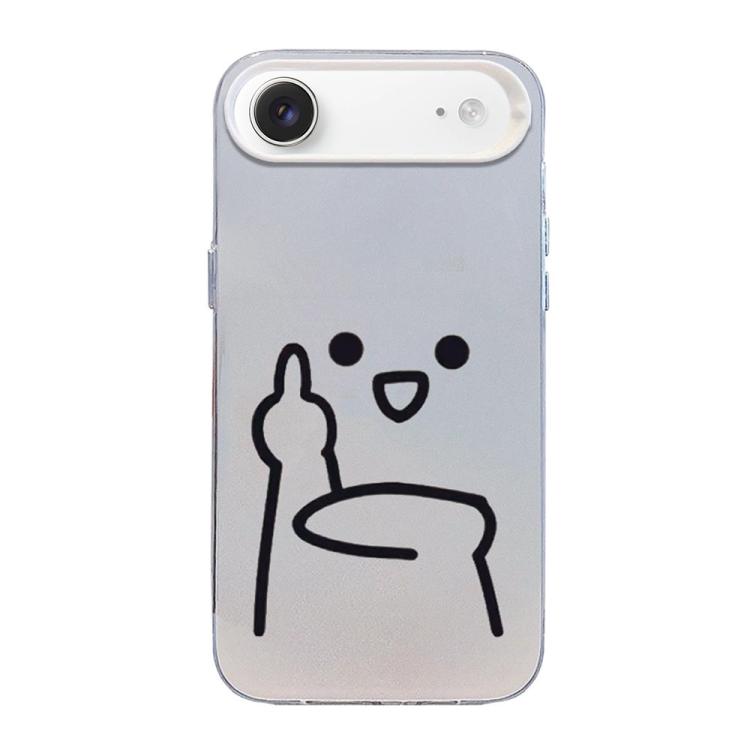 For iPhone Air Little Man Gestures Colored Silver Frosted PC Hybrid TPU Phone Case(Ultraman Gesture of Contempt)