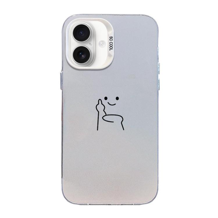 For iPhone 16 Plus Little Man Gestures Colored Silver Frosted PC Hybrid TPU Phone Case(Petty People Despise)