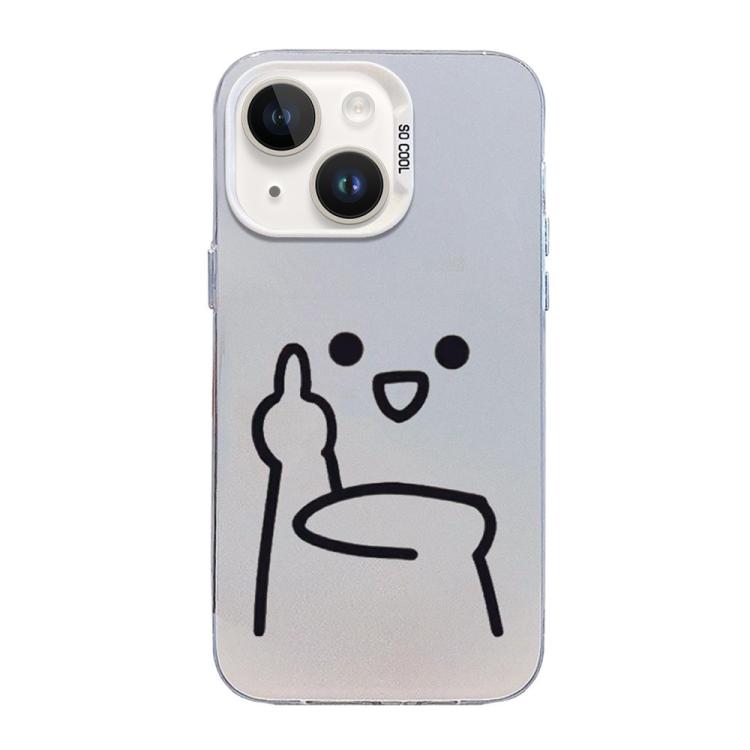 

For iPhone 14 Plus Little Man Gestures Colored Silver Frosted PC Hybrid TPU Phone Case(Ultraman Gesture of Contempt)