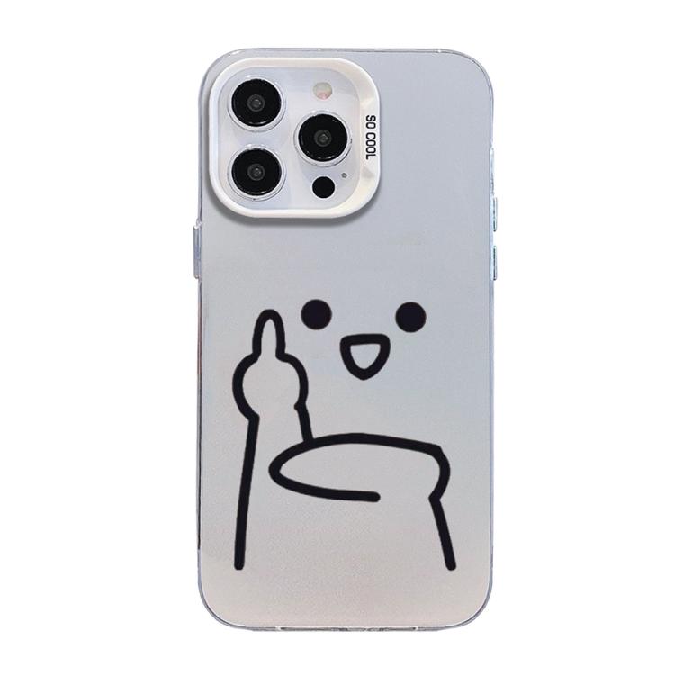 For iPhone 13 Pro Max Little Man Gestures Colored Silver Frosted PC Hybrid TPU Phone Case(Ultraman Gesture of Contempt)