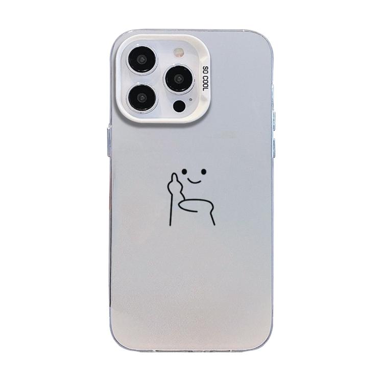 For iPhone 13 Pro Little Man Gestures Colored Silver Frosted PC Hybrid TPU Phone Case(Petty People Despise)