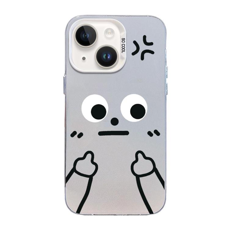 For iPhone 13 Little Man Gestures Colored Silver Frosted PC Hybrid TPU Phone Case(Angry Hands Scorn)