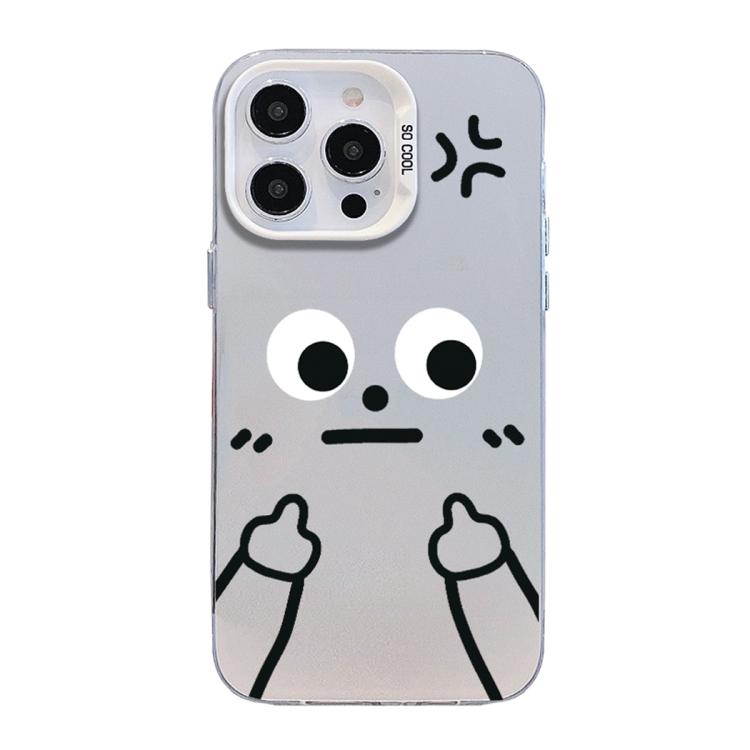 For iPhone 12 Pro Little Man Gestures Colored Silver Frosted PC Hybrid TPU Phone Case(Angry Hands Scorn)