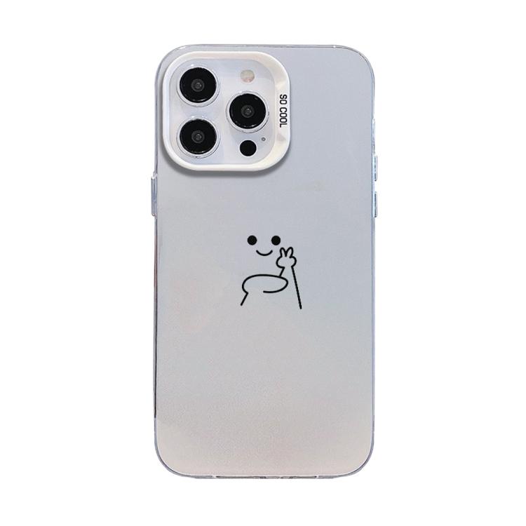 For iPhone 12 Pro Max Little Man Gestures Colored Silver Frosted PC Hybrid TPU Phone Case(Little Man Biye)
