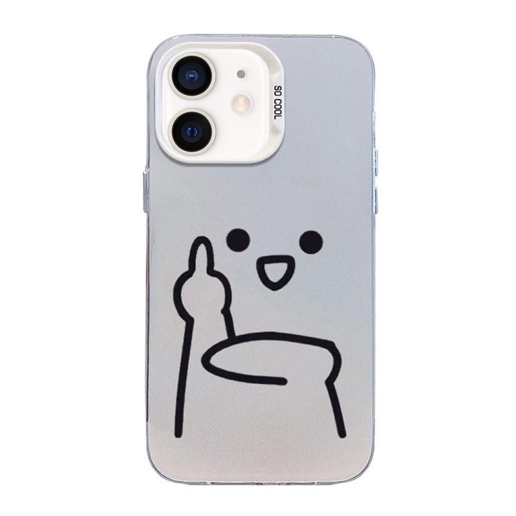 For iPhone 12 mini Little Man Gestures Colored Silver Frosted PC Hybrid TPU Phone Case(Ultraman Gesture of Contempt)