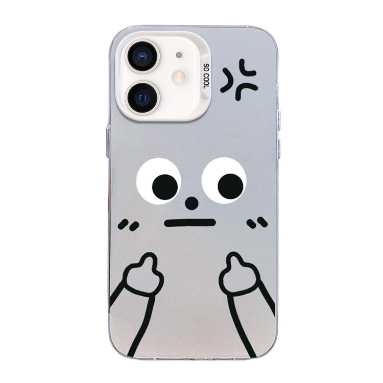 For iPhone 11 Little Man Gestures Colored Silver Frosted PC Hybrid TPU Phone Case(Angry Hands Scorn)