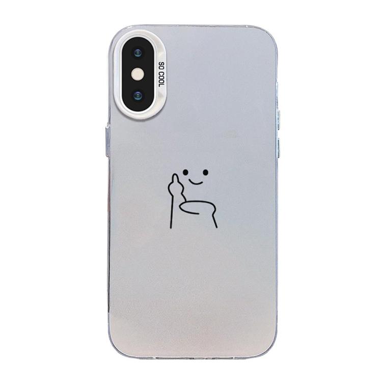 

For iPhone XS Max Little Man Gestures Colored Silver Frosted PC Hybrid TPU Phone Case(Petty People Despise)