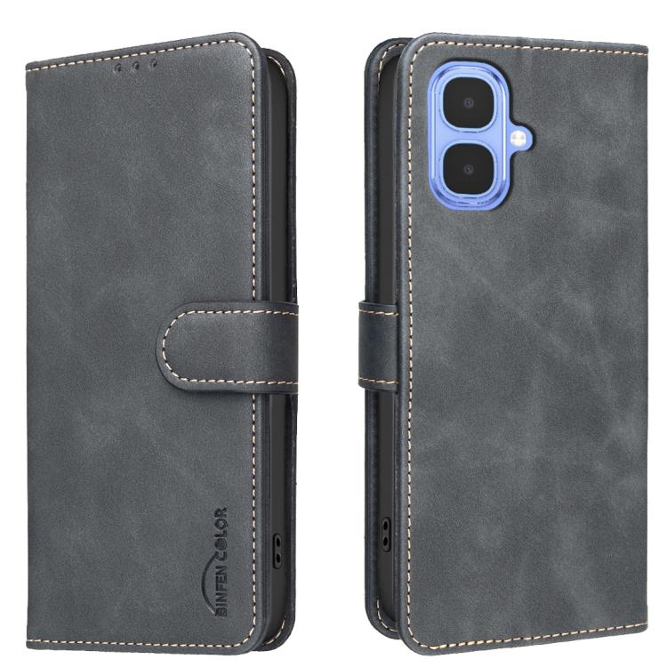 

For Infinix Smart 10 4G / Spark 40C Solid Color Calfskin Texture RFID Vegan Leather Phone Case(Black)