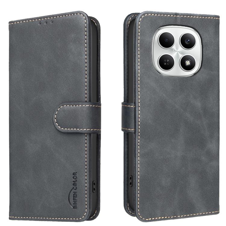 

For Redmi Note 15 4G / 5G Global 164mm Solid Color Calfskin Texture RFID Vegan Leather Phone Case(Black)