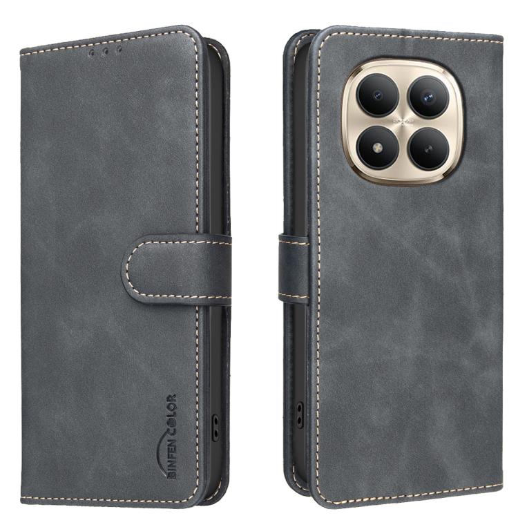 For Redmi Note 15 Pro+ 5G Global 163.3mm Solid Color Calfskin Texture RFID Vegan Leather Phone Case(Black)