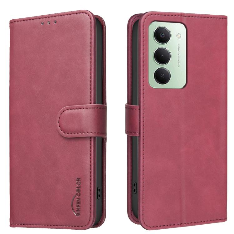 

For Redmi 15 5G Global 169.5mm Solid Color Calfskin Texture RFID Vegan Leather Phone Case(Red)