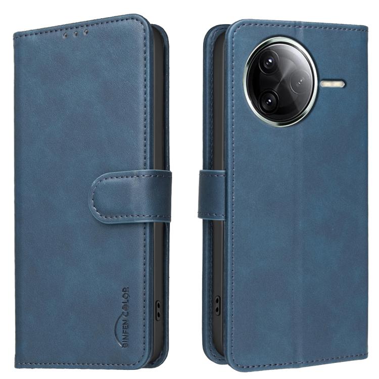 

For Redmi K80 / K80 Pro / Poco F7 Pro 5G Solid Color Calfskin Texture RFID Vegan Leather Phone Case(Blue)