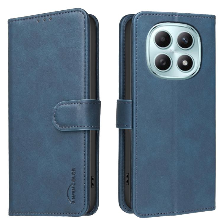 

For Redmi Note 15 Pro 4G Global 163.2mm Solid Color Calfskin Texture RFID Vegan Leather Phone Case(Blue)