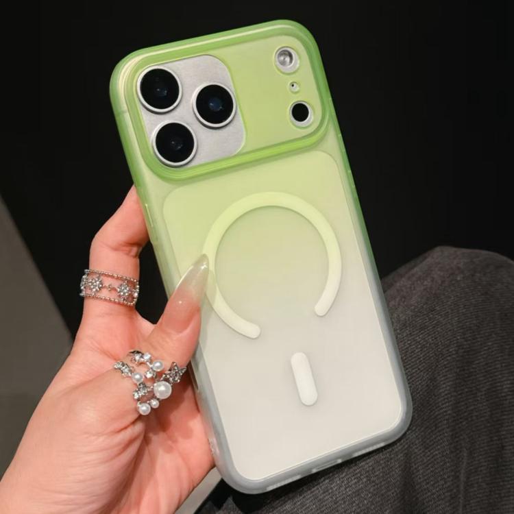 For iPhone 17 Pro Max Frosted Gradient TPU Magnetic Phone Case(Green)