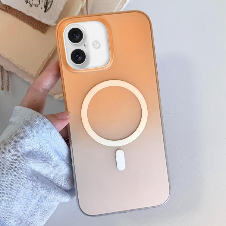 For iPhone 17 Frosted Gradient TPU Magnetic Phone Case(Orange)