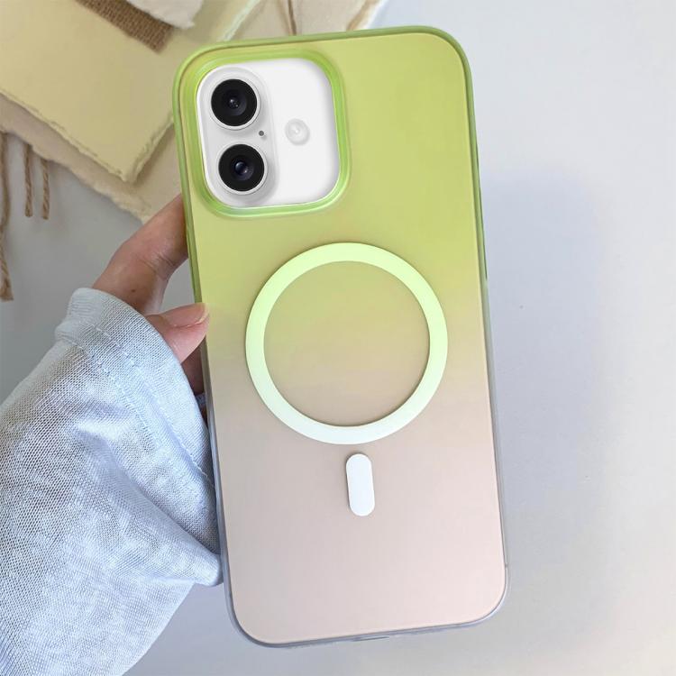 

For iPhone 16 Plus Frosted Gradient TPU Magnetic Phone Case(Green)