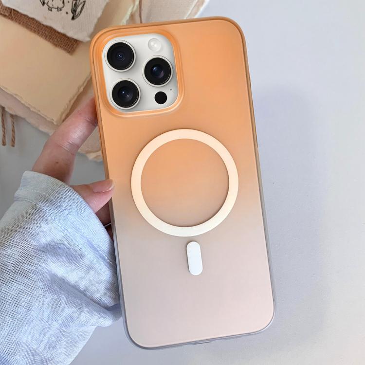 

For iPhone 15 Pro Max Frosted Gradient TPU Magnetic Phone Case(Orange)