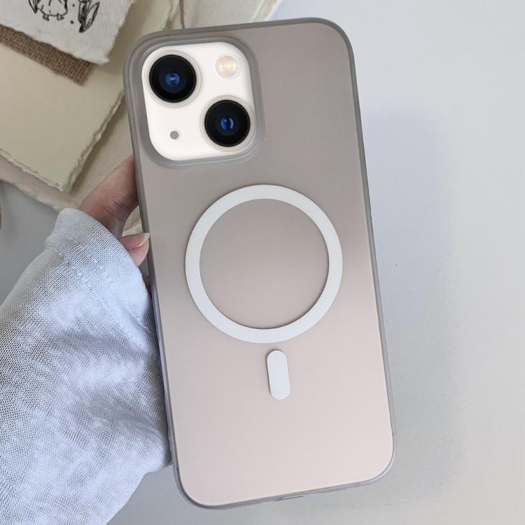 

For iPhone 14 Plus Frosted Gradient TPU Magnetic Phone Case(Gray)