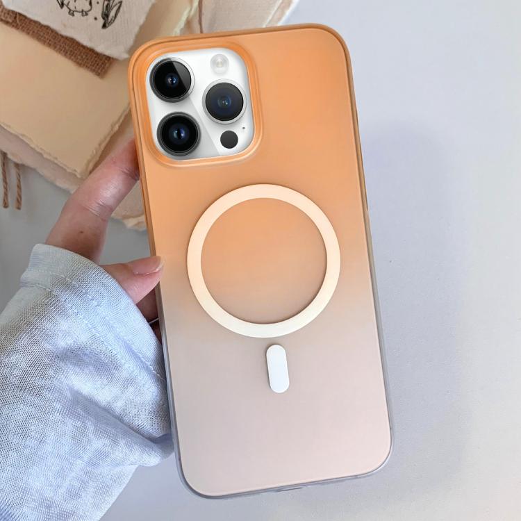 

For iPhone 13 Pro Max Frosted Gradient TPU Magnetic Phone Case(Orange)