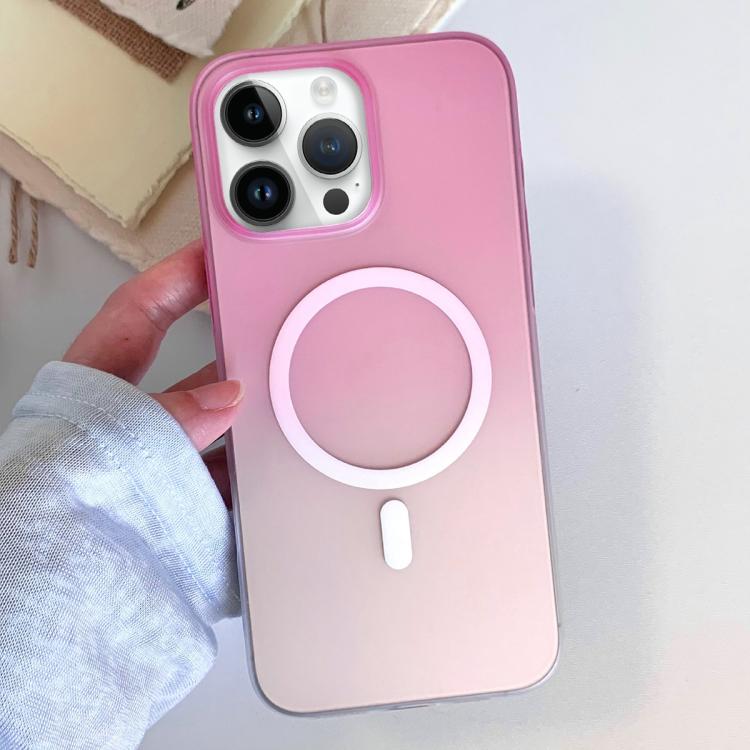 

For iPhone 13 Pro Max Frosted Gradient TPU Magnetic Phone Case(Pink)