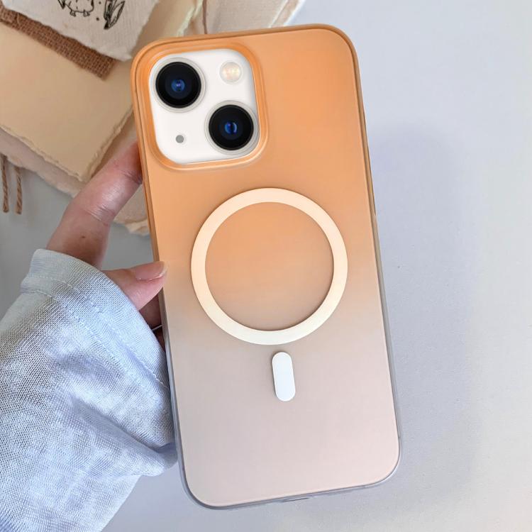 

For iPhone 13 Frosted Gradient TPU Magnetic Phone Case(Orange)