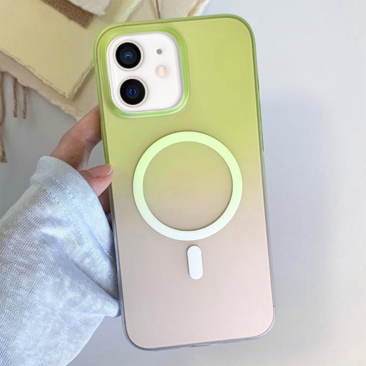 

For iPhone 12 Frosted Gradient TPU Magnetic Phone Case(Green)