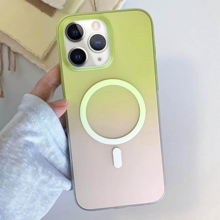 

For iPhone 11 Pro Max Frosted Gradient TPU Magnetic Phone Case(Green)