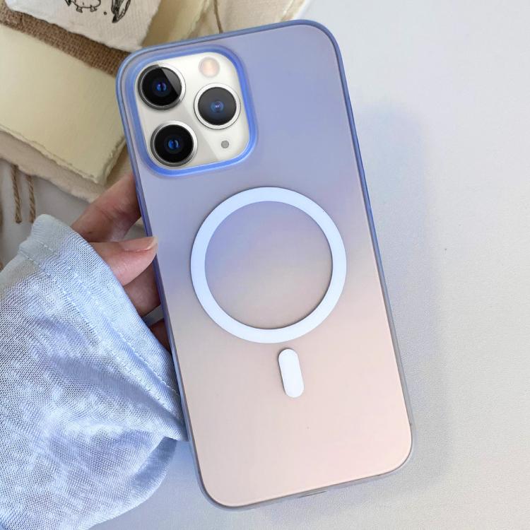 

For iPhone 11 Pro Max Frosted Gradient TPU Magnetic Phone Case(Blue)