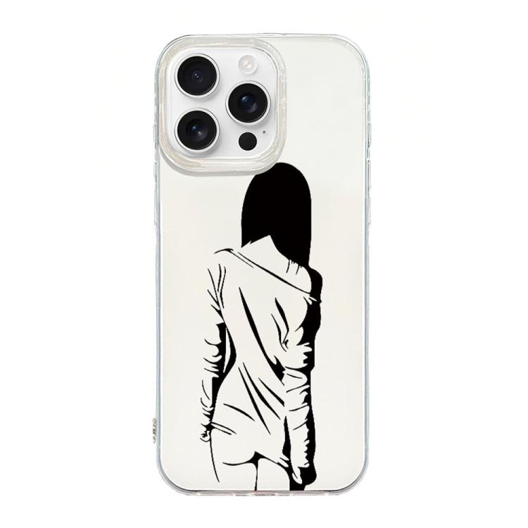 

For iPhone 16 Pro Max Transparent Frame IMD Cream Phone Case(Line Back View)