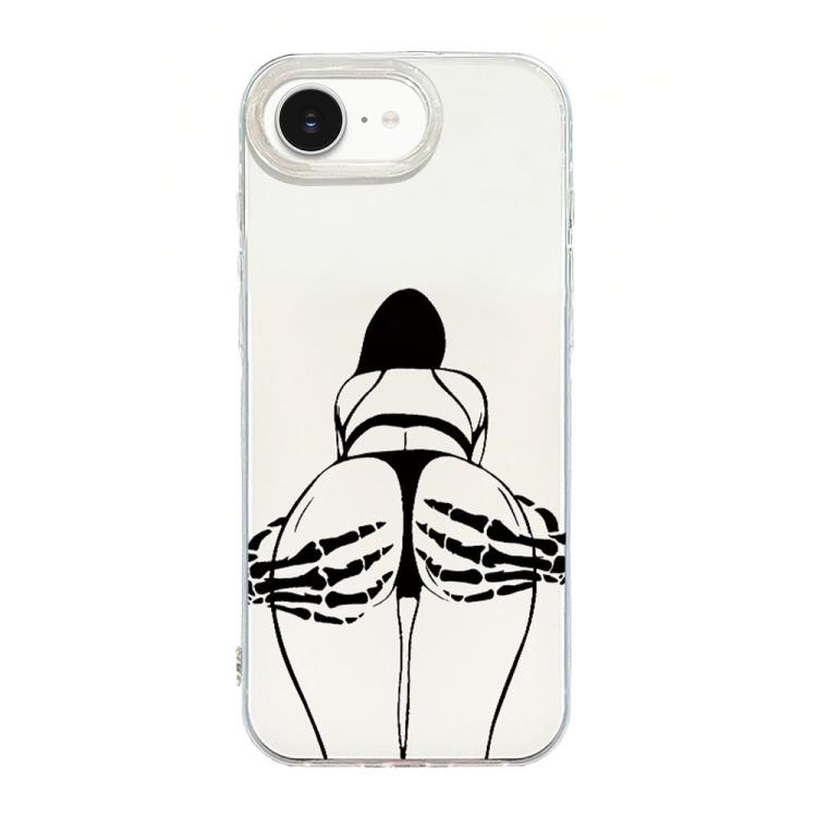 For iPhone SE 2022 / 2020 / 8 / 7 Transparent Frame IMD Cream Phone Case(Line Skeleton Hand)