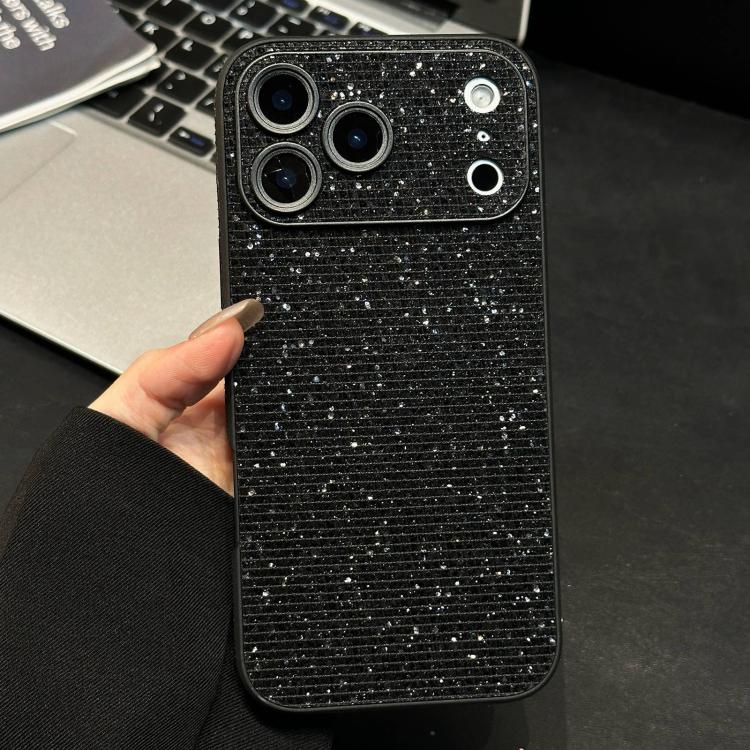 For iPhone 17 Pro Acrylic Rhinestone Full Coverage Phone Case(Black)