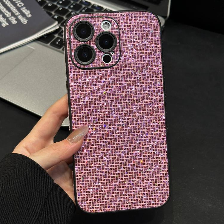 For iPhone 13 Pro Acrylic Rhinestone Full Coverage Phone Case(Pink)