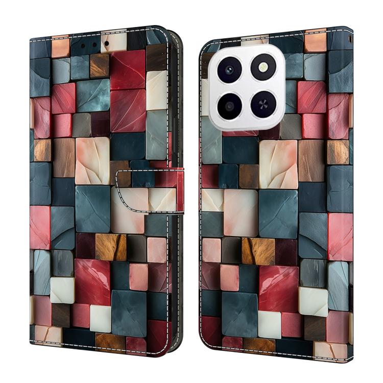

For Honor X6c 4G Crystal-Like Painted Vegan Leather Phone Case(Colorful Bricks)