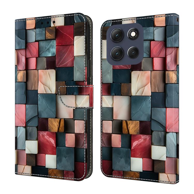 

For Motorola Moto G86 5G Crystal-Like Painted Vegan Leather Phone Case(Colorful Bricks)