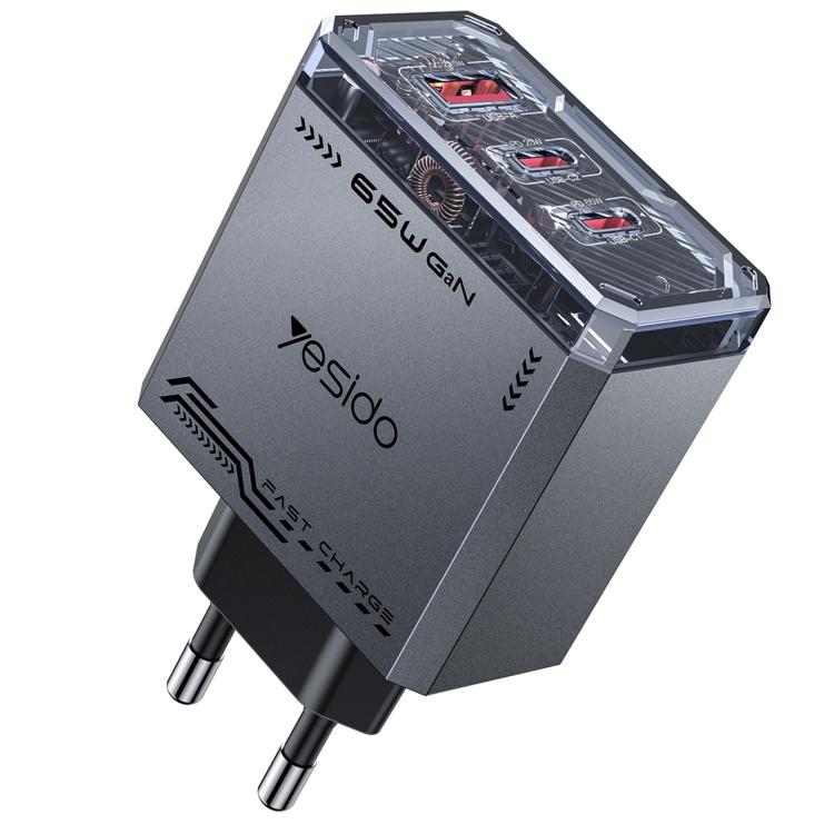 

Yesido YC101 65W Mecha GaN Three-port Fast Charger, Plug:EU Plug(Black)