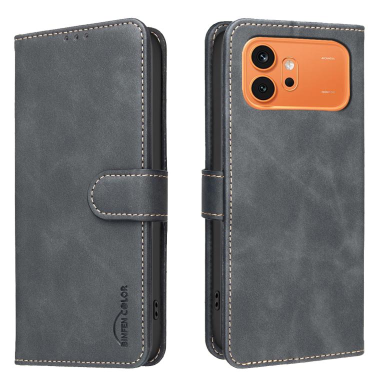 For Honor 600 Global Solid Color Calfskin Texture RFID Vegan Leather Phone Case(Black)