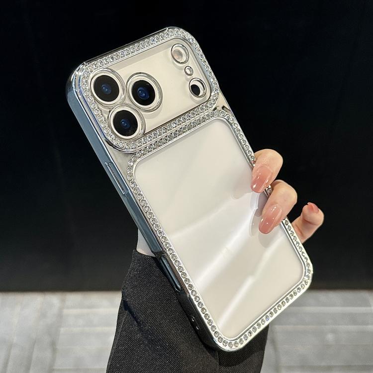 For iPhone 17 Pro Max Electroplating PC Hybrid TPU Rhinestone Phone Case(Silver)