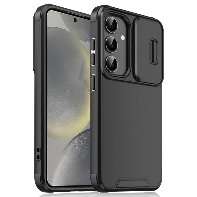 For Samsung Galaxy S25 5G Sliding Camshield TPU + PC Phone Case(Black)