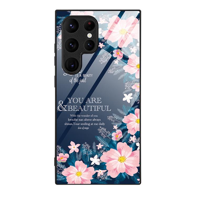 For Samsung Galaxy S26 Ultra 5G Colorful Painted Glass Phone Case(Flower)