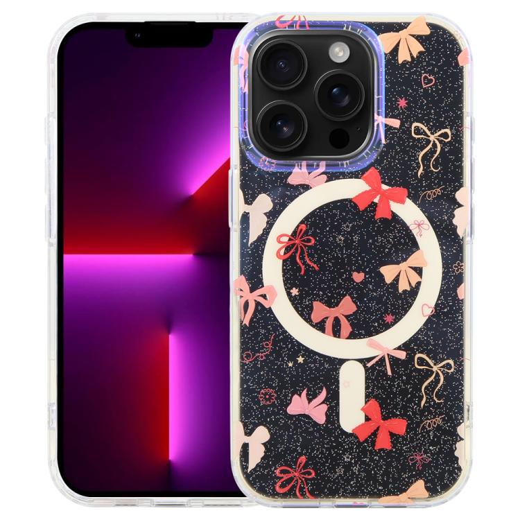

For iPhone 13 Pro IMD Blue Light Jungle Series Magnetic Phone Case(Pink Knot)