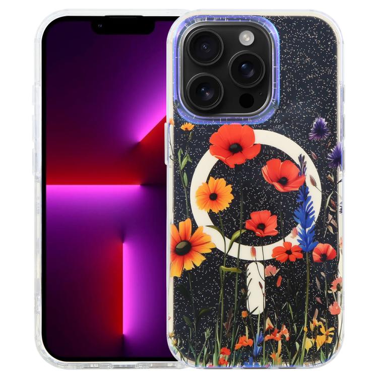 

For iPhone 13 Pro Max IMD Blue Light Jungle Series Magnetic Phone Case(Wind Chimes)