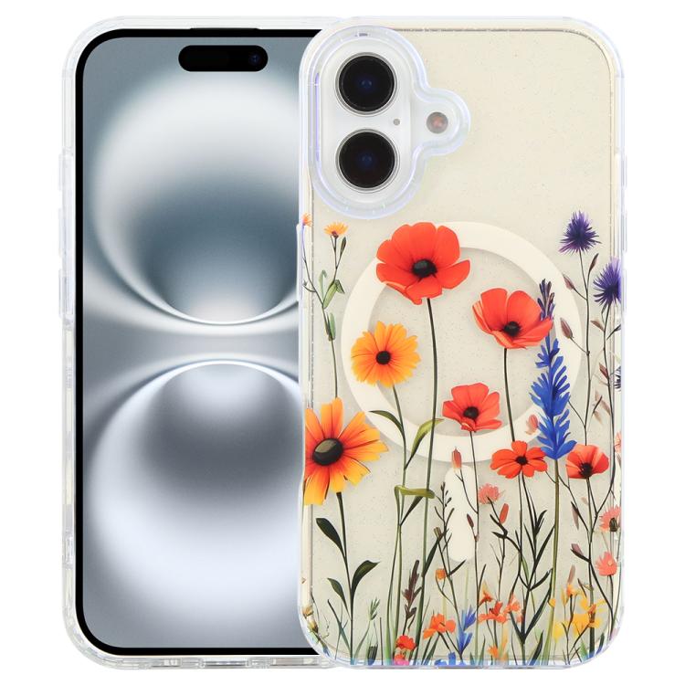 

For iPhone 16 IMD Blue Light Jungle Series Magnetic Phone Case(Wind Chimes)