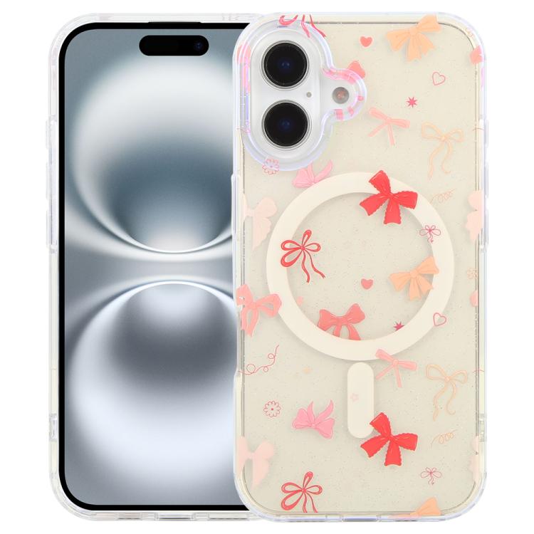 

For iPhone 16 Plus IMD Blue Light Jungle Series Magnetic Phone Case(Pink Knot)