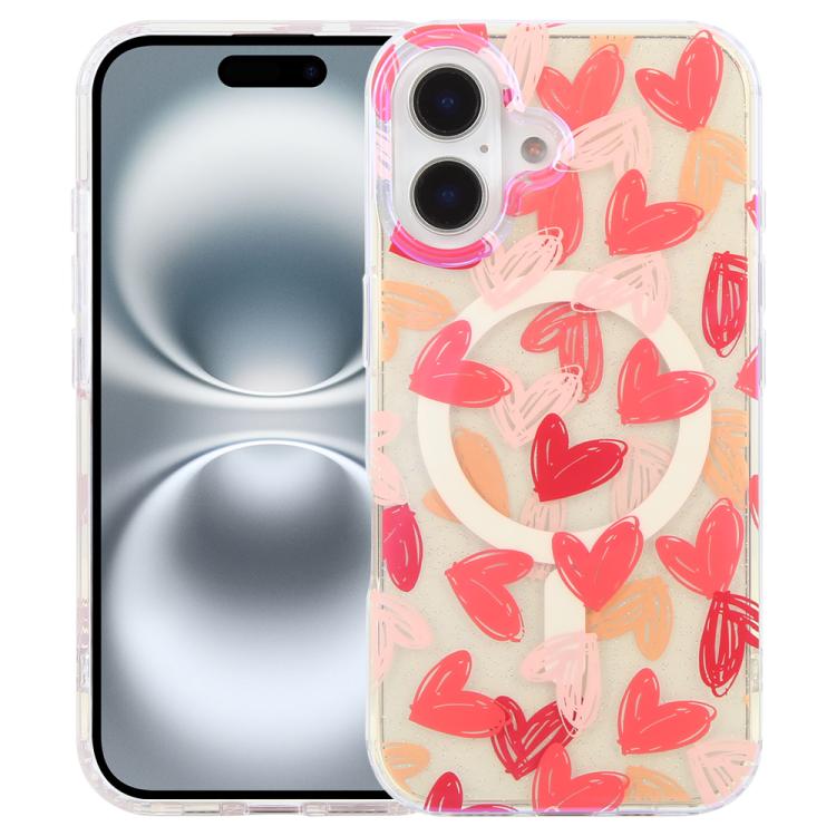 For iPhone 16 Plus IMD Blue Light Jungle Series Magnetic Phone Case(Love)