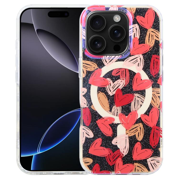 

For iPhone 16 Pro Max IMD Blue Light Jungle Series Magnetic Phone Case(Love)
