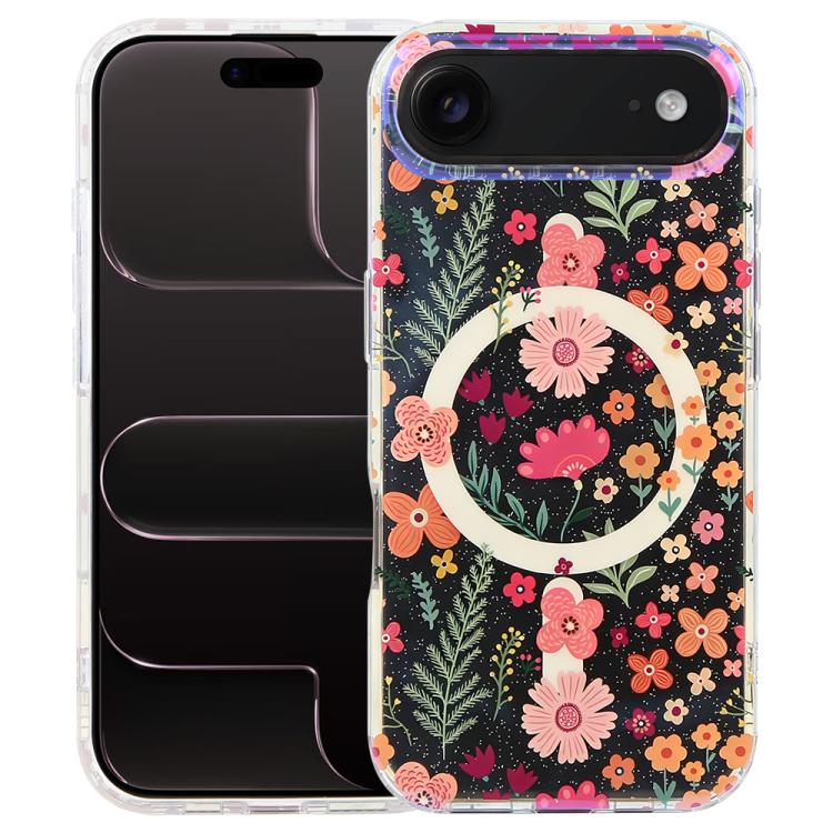 

For iPhone Air IMD Blue Light Jungle Series Magnetic Phone Case(Flower)