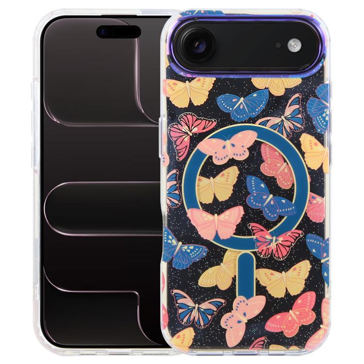For iPhone Air IMD Blue Light Jungle Series Magnetic Phone Case(Butterflies)