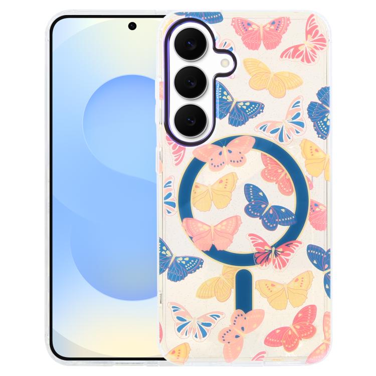 

For Samsung Galaxy S25+ 5G IMD Blue Light Jungle Series Magnetic Phone Case(Butterflies)
