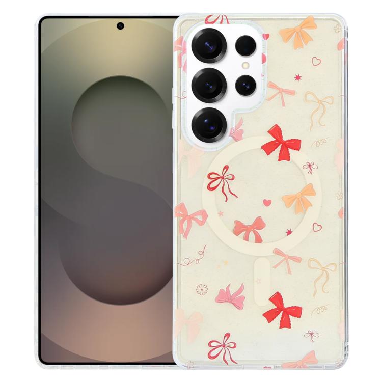 

For Samsung Galaxy S25 Ultra 5G IMD Blue Light Jungle Series Magnetic Phone Case(Pink Knot)